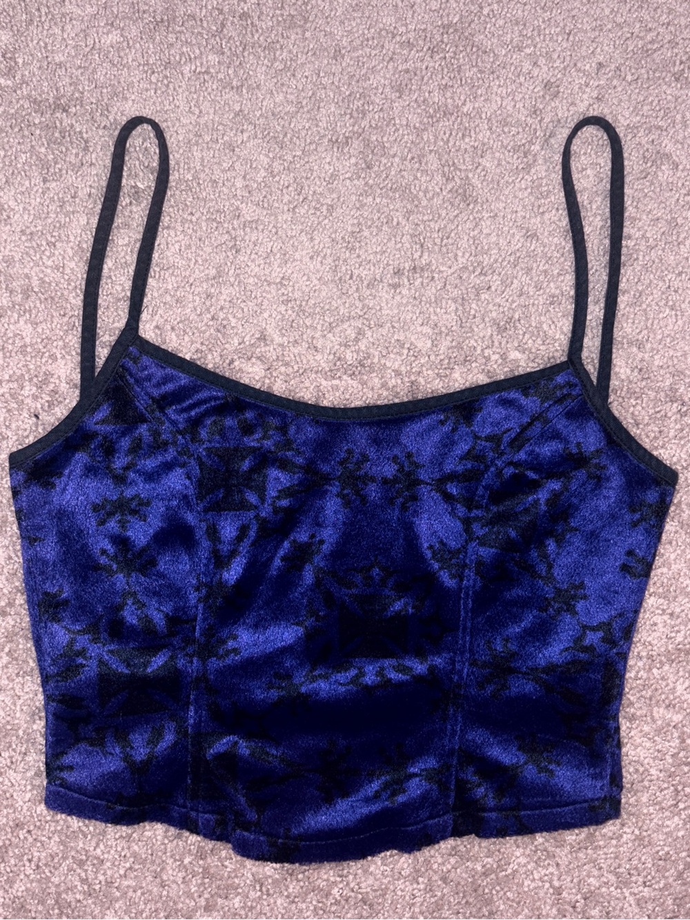Iron Cross Velvet Fur Lip Service Summer cropped corset tank top - Picture 2 of 3